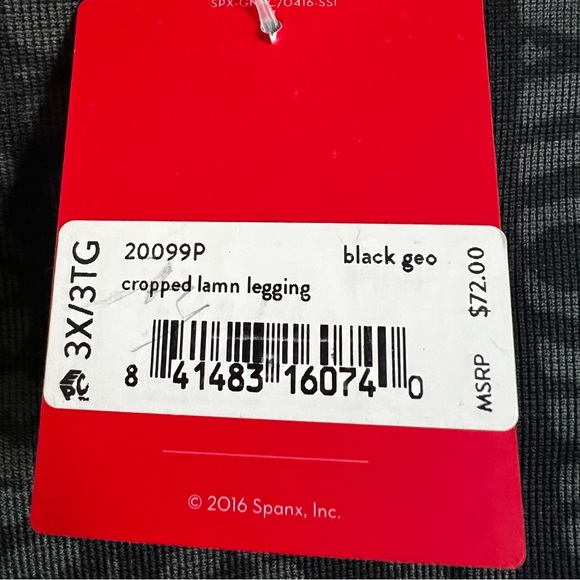 SPANX Look At Me Now Leggings Black Gray Geo Patterned Cropped NWT 3X - Picture 5 of 6